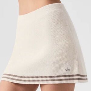 ALO Tennis Club Sweater Knit Skirt in White/Gravel